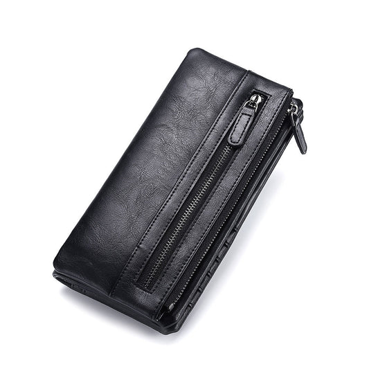 New Men's Long Wallet Zipper Wallet Trendy Youth Soft Wallet