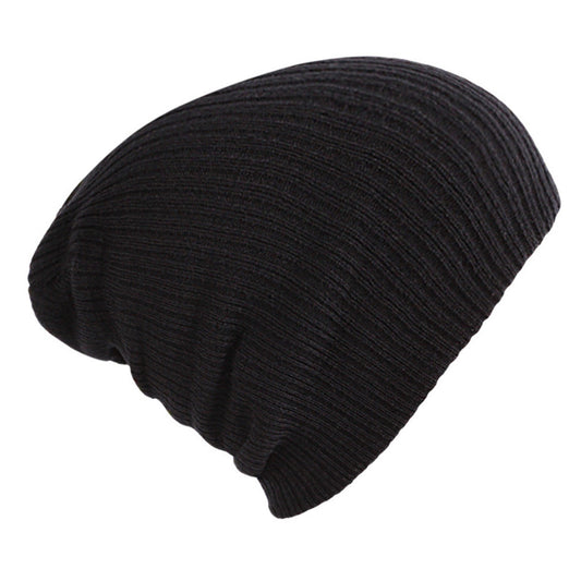 Solid Color Striped Woolen Hat Cap