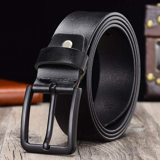 Black buckled leather belt