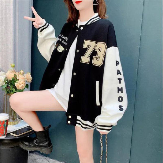 Baseball Uniform Jacket Women's Spring And Autumn All-match New 2022 Korean Version Of The Loose Student Letter Jacket Trendy
