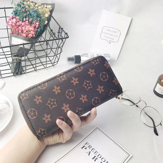 Mid-length Wallet European And American Women's Coin Purse Fashion Clutch Bag Retro Printing Wallet