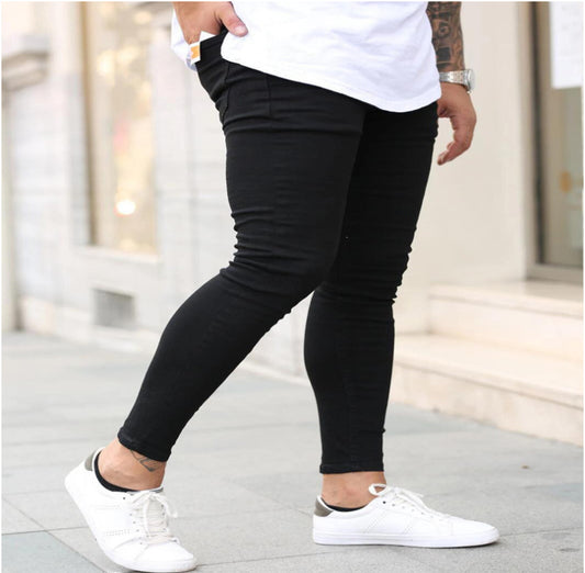 High-quality Cross-border European And American Men's Golden Black Elastic Skinny Jeans New Large Stock