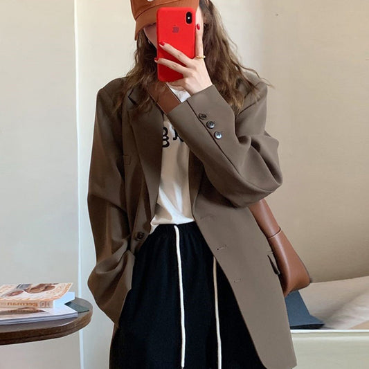 Suit Women's 2022 Spring And Autumn New Student Casual Popular Oversize Black Small Temperament Suit Jacket