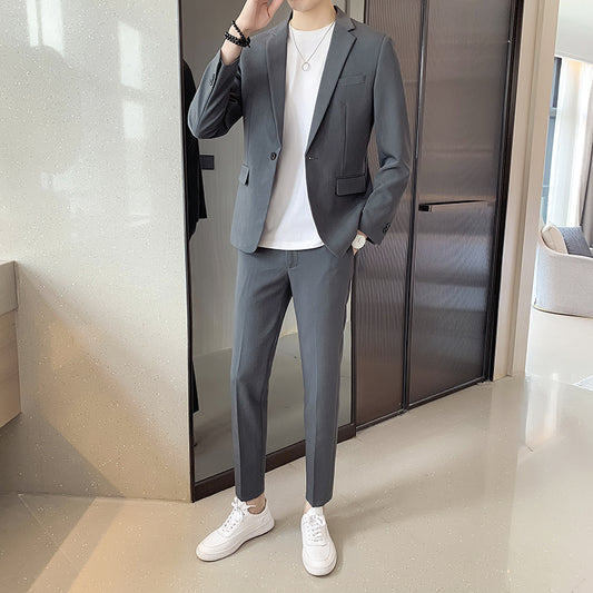 Light And Familiar High-end Casual Suit Suit Men's Self-cultivation Korean Version Handsome Ruffian Handsome Trendy Brand Spring And Autumn Small Suit Jacket Men