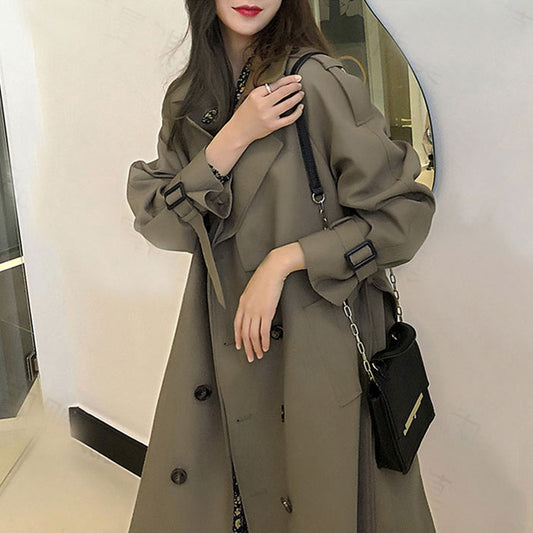 Windbreaker Coat Women's 2022 Autumn New Small Korean Style Mid-length High-end Women's Coat Chic British Style
