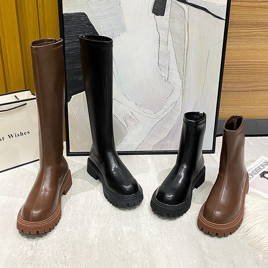 Long High Boots Women's Thin Knight Boots 2021 New Thick-soled Martin Boots Stretch But Knee Boots